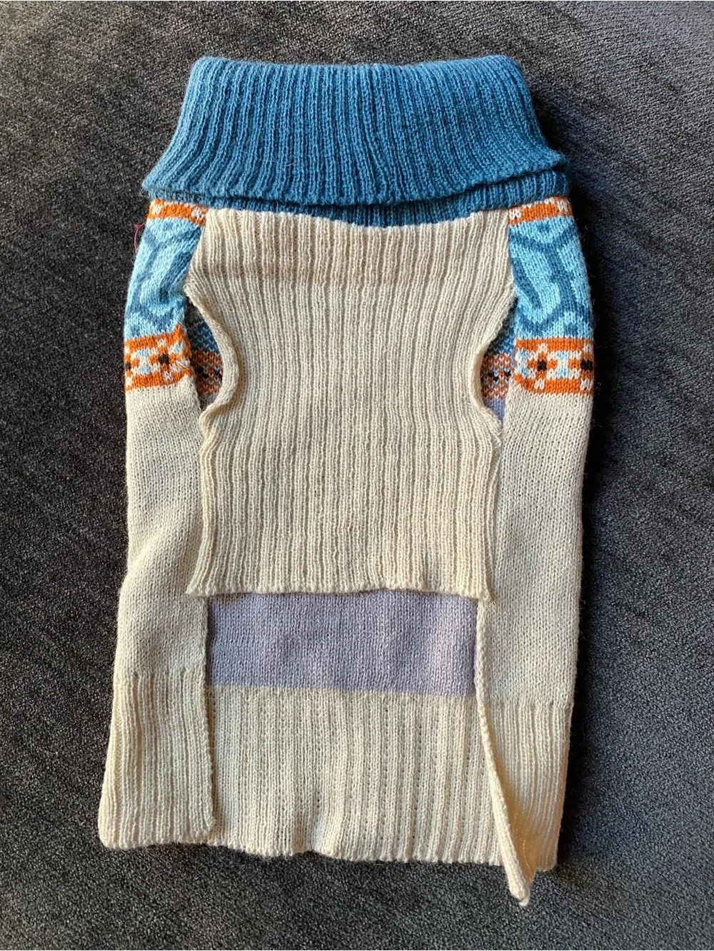 Cozy Bear Knit Dog Sweater in Cream & Blue